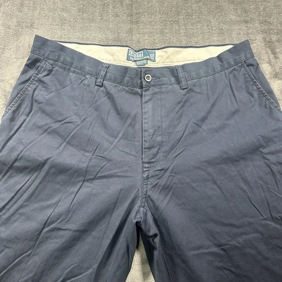 Vtg Polo Ralph Lauren Pants Suffield Flat Front Chino Mens  38x32 Blue - Picture 5 of 11